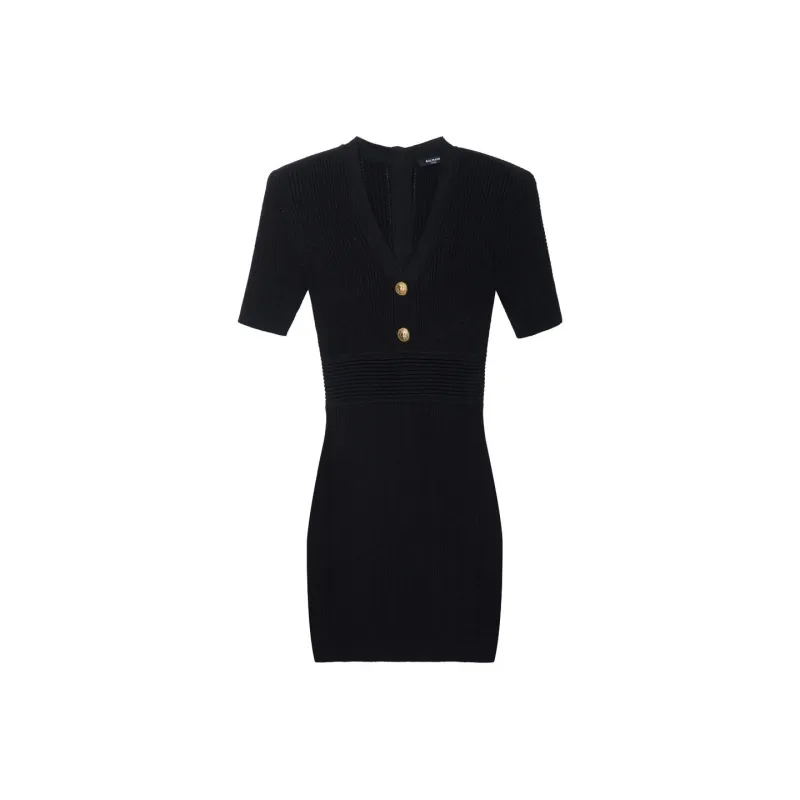 BALMAIN Short Sleeved Dress Women's Black-0