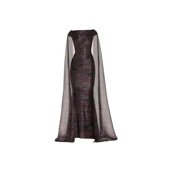 Talbot Runhof Cape Lurex effect Gown