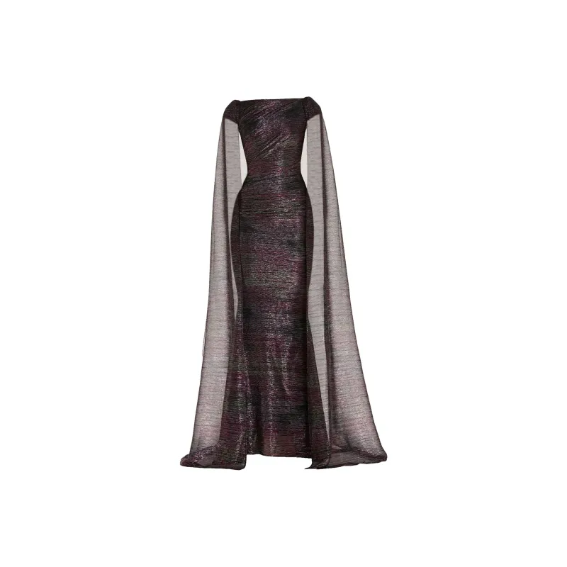 Talbot Runhof Cape Lurex effect Gown-0