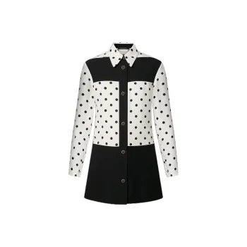 Lv Graphic Polka Dot Mini Shirt Dress