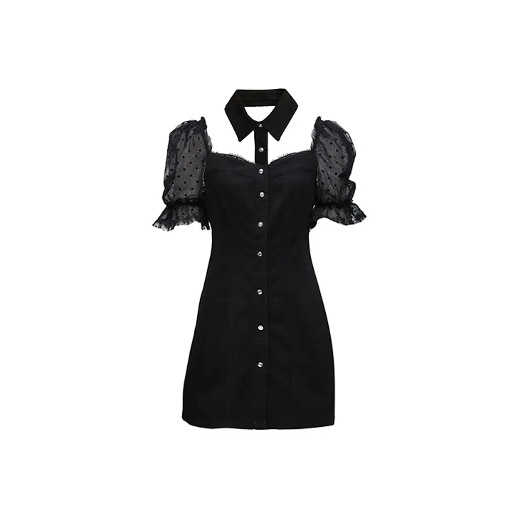 ONLY Short Sleeved Dresses Women's Black Denim-0