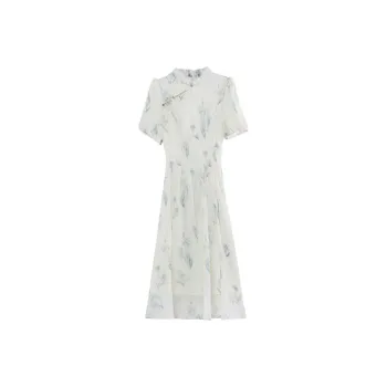 HUASJ Short Sleeved Dresses Women's Beige Apricot