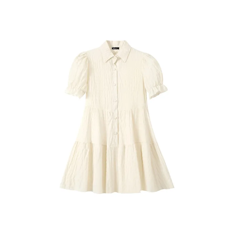 Adeworn Short Sleeved Dress Women's Apricot-0