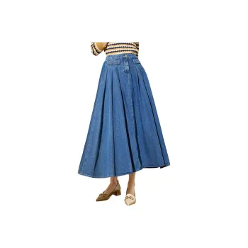 SMEN Denim Long Skirt Women's Denim Blue