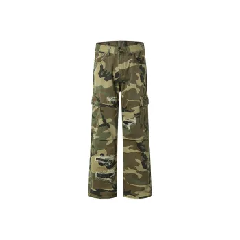 YUZHAOLIN Versatile Camouflage High Rise Loose Fit Pants Unisex Camouflage