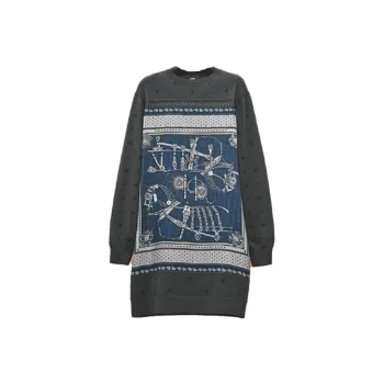 HERMES Long-Sleeved Dresses Women's Cyan