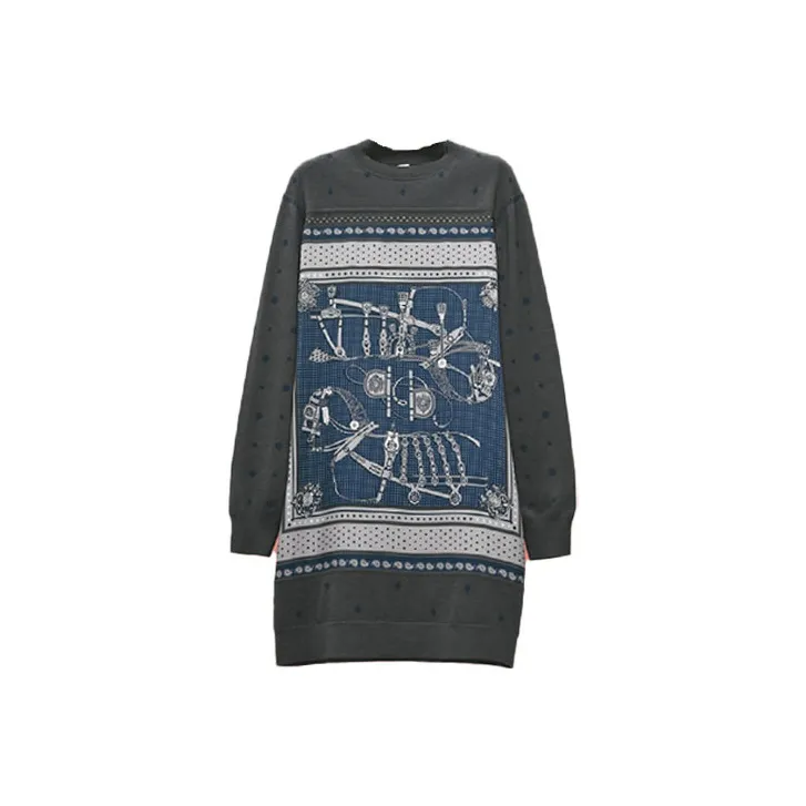 HERMES Long-Sleeved Dresses Women's Cyan-0