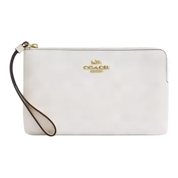 COACH Corner Zip Coated Canvas Clutch Tubas Women's White