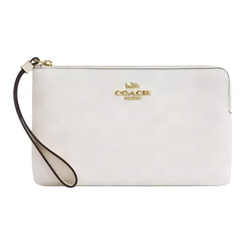 COACH Corner Zip Coated Canvas Clutch Tubas Women's White