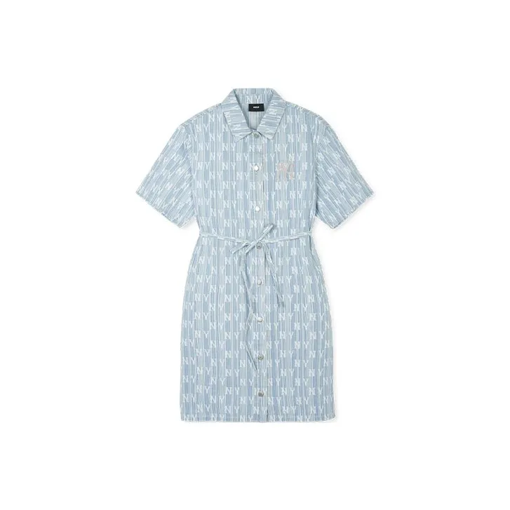 MLB Short Sleeved Dresses Women's Light Blue-0