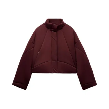 ZARA Puffer Jacket Women's Burgundy
