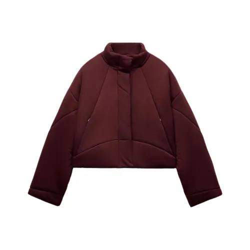 ZARA Puffer Jacket Women's Burgundy
