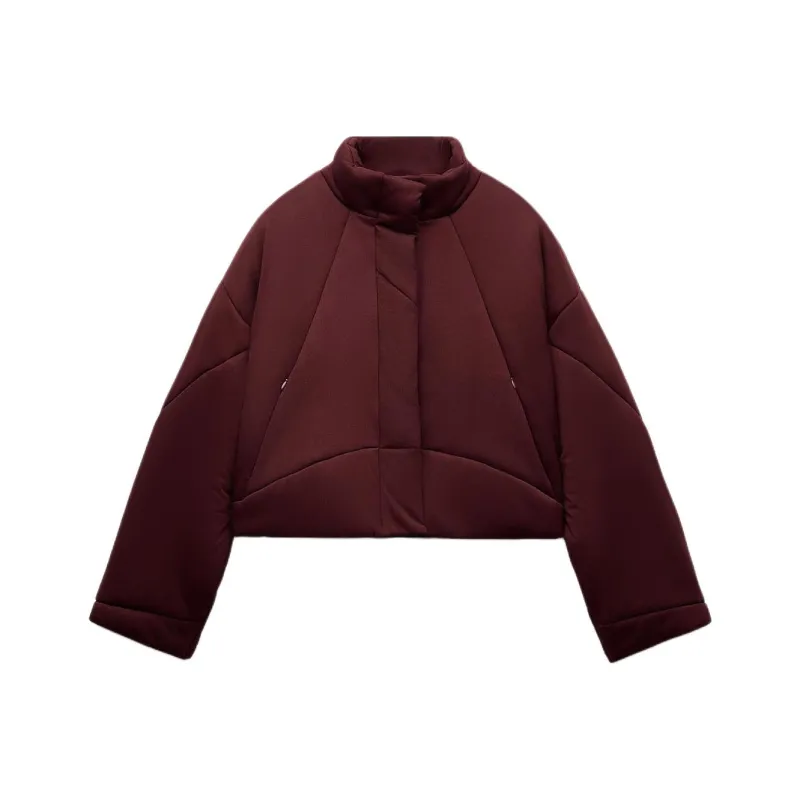 ZARA Puffer Jacket Women's Burgundy-0