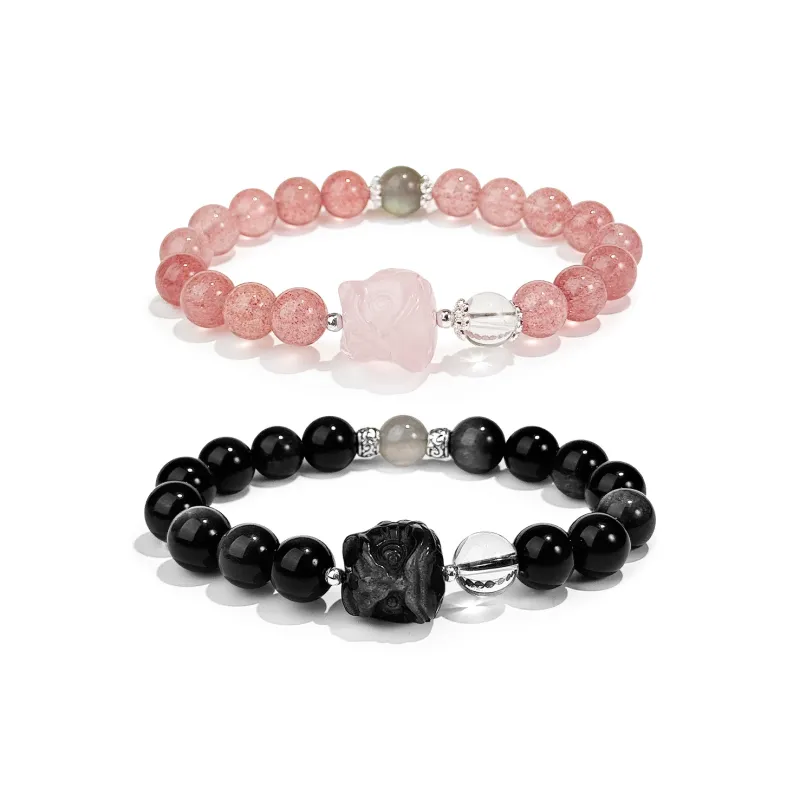 PUTUOSHANWENCHUANG Obsidian Bracelets Unisex-4