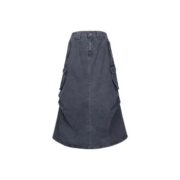 BJHG Denim Long Skirts Women's Dusty Gray