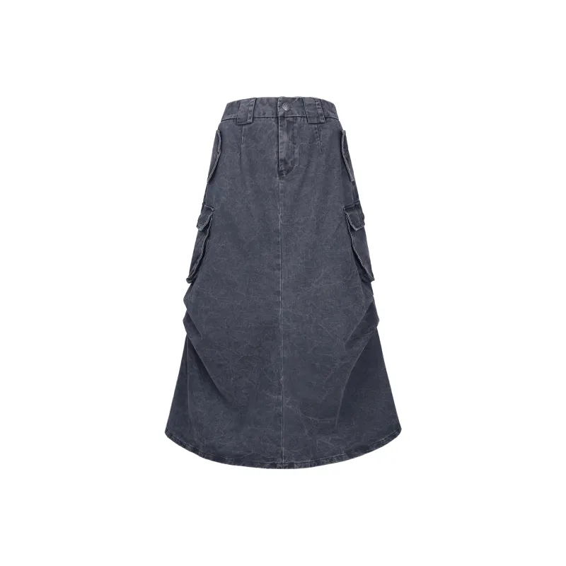 BJHG Denim Long Skirts Women's Dusty Gray-0