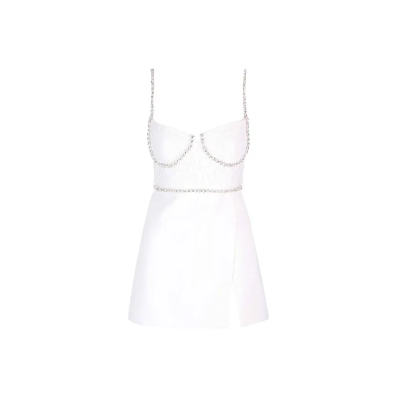 Self-portrait Crystal-embellished Lace Minidress-0