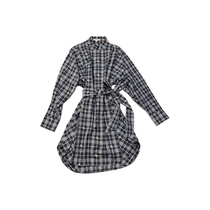 Burberry Long Sleeved Dresses Women's Black-0