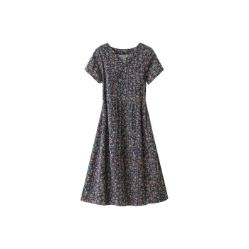 H YXIANG Short Sleeved Dresses Women's Navy Blue