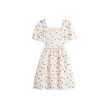 ETSE Short Sleeved Dresses Women's Beige Multicolor