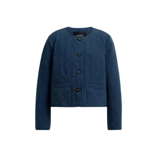 COACH SS25 Puffer Jacket Women's Navy Blue