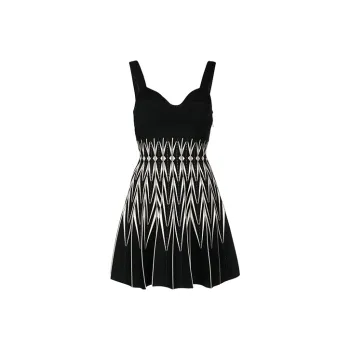 Alexander McQueen V Neck Pleated Mini Dress