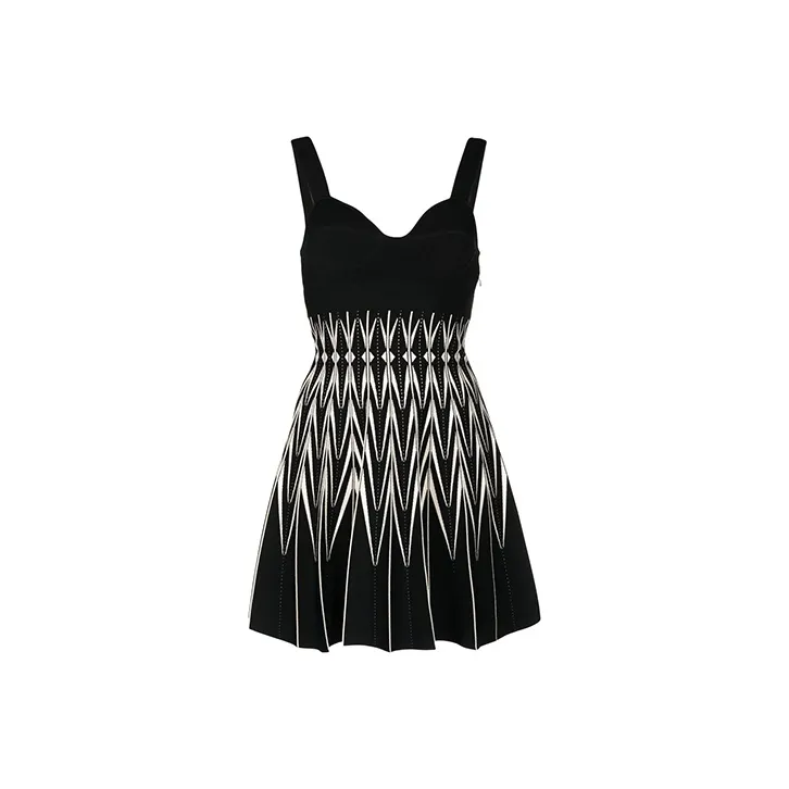 Alexander McQueen V Neck Pleated Mini Dress-0