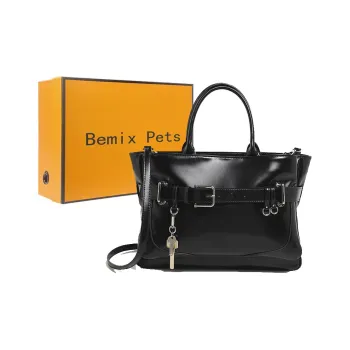 BEMIX PETS Cow Leather Shoulder Bag, Crossbody Bag, Handbag Women's Black