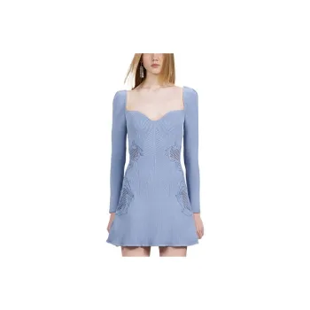 Self-portrait FW22 Long-Sleeved Dresses Women's Light Blue