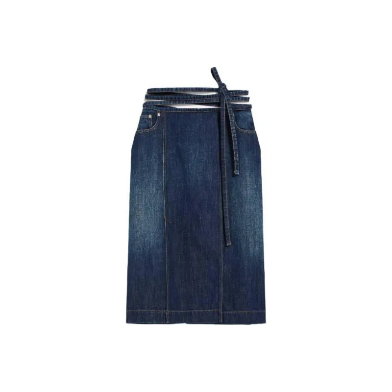 SportMa Denim Long Skirts Women's Dark Blue-0