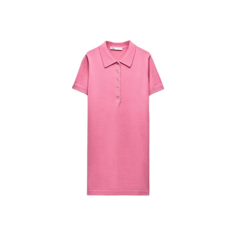ZARA Short-Sleeved Dresses Women's Pink-0