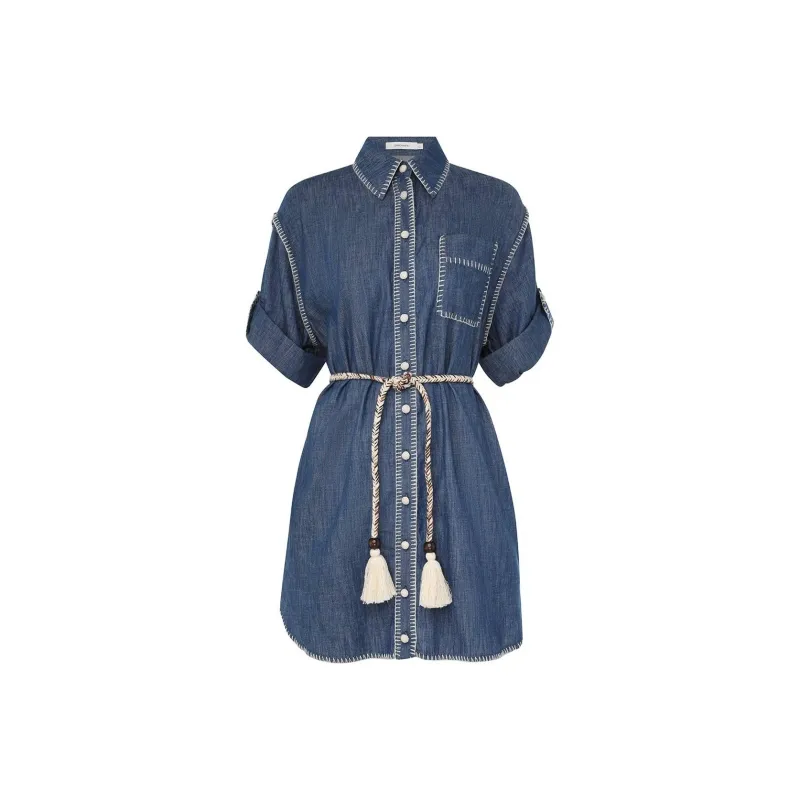 Zimmermann Denim Mini Shirt Dress-0