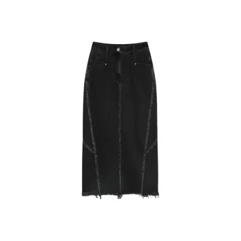 ELF SACK Denim Long Skirts Women's Denim Black