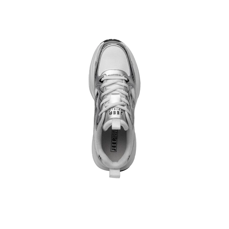 JEEP SPIRIT Anti-Slip Wear-Resistant Breathable Lightweight Height Increasing Low-Top Chunky Sneakers Men's Silver-9
