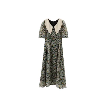 YUMOMO STAR Short Sleeved Dresses Women's Green Floral