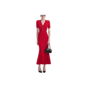 Self portrait Short Sleeved Dress Women's True Red