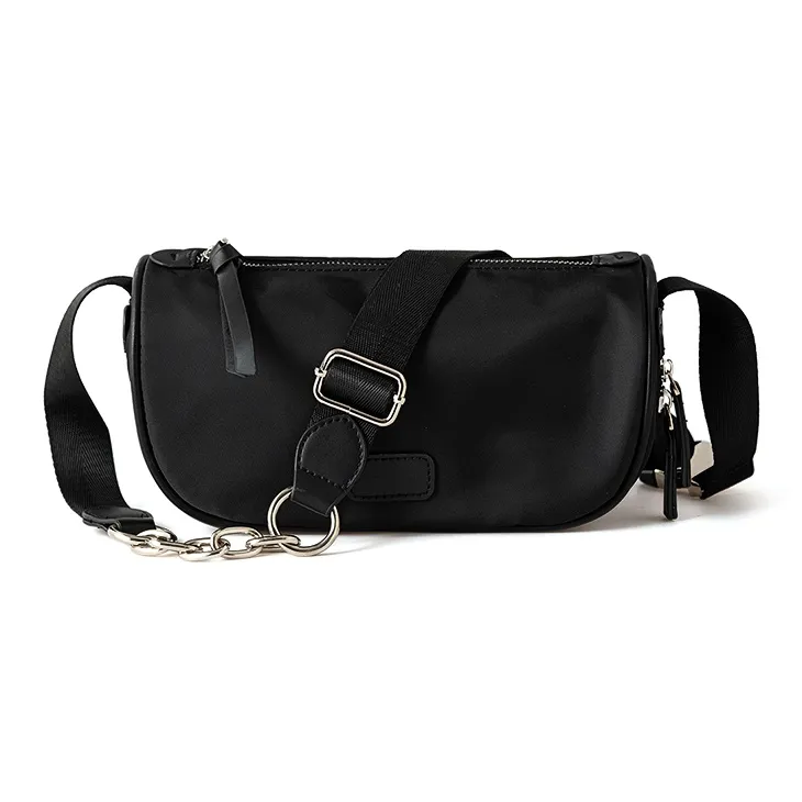 Vigno Oxford One Shoulder Small Square Bag Women's Black/Ecru-7