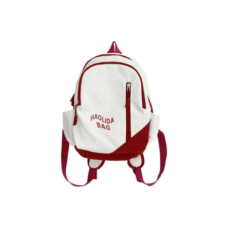Single Warehouse Nylon Fabric Backpack Unisex Pink/Black/Gray Blue/Milky White/Red/Ecru Gray-6