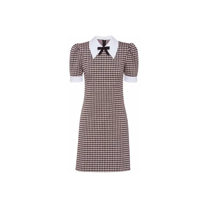 MIU MIU SS22 Short Sleeved Dresses Women's Brown-0