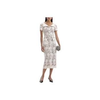 Self portrait Short Sleeved Dress Women's Ivory White