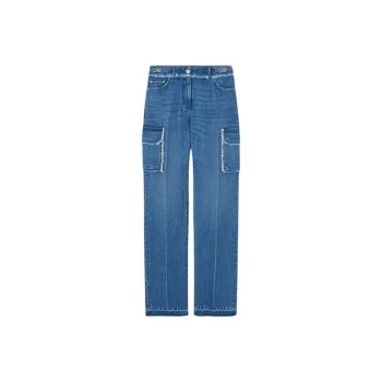 VERSACE Medusa Plaque Fringed Cargo Jeans
