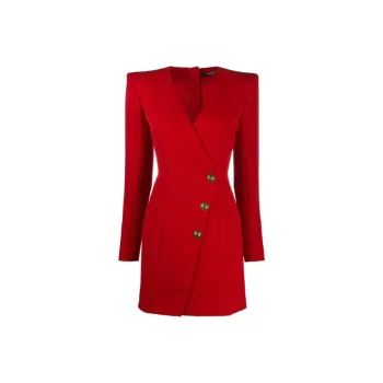 BALMAIN Long-Sleeved Dresses Women's Red