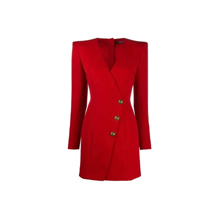 BALMAIN Long-Sleeved Dresses Women's Red-0
