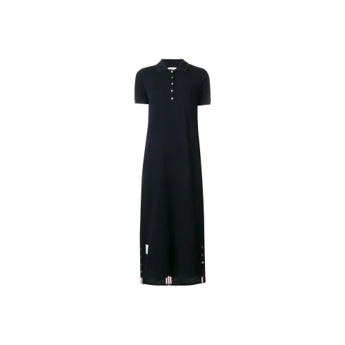 THOM BROWNE Center Back Stripe Piqué Polo Dress