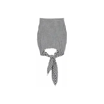Burberry Scarf Detail Gingham Mini Skirt 'Black Ip Pattern'