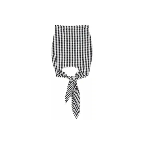 Burberry Scarf Detail Gingham Mini Skirt 'Black Ip Pattern'