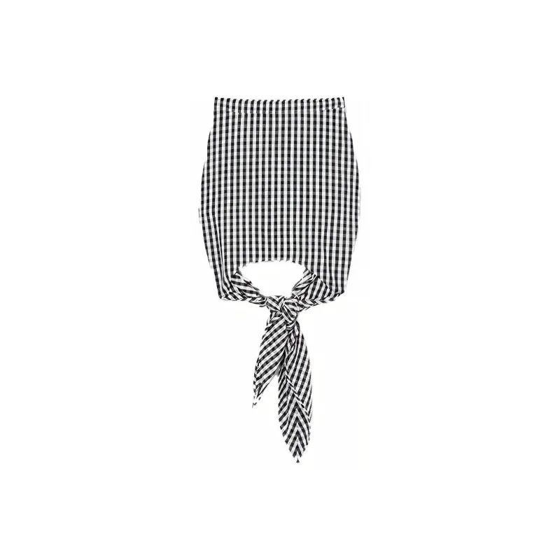 Burberry Scarf Detail Gingham Mini Skirt 'Black Ip Pattern'-0
