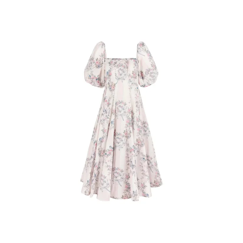 Selkie Collection x Bridgerton FW24 Short-Sleeved Dresses Women's FRANCESCA Bridgerton Vertical Stripe Rose Print-0