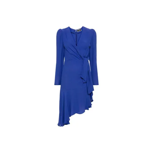 Elisabetta Franchi V Neck Asymmetric Midi Dress