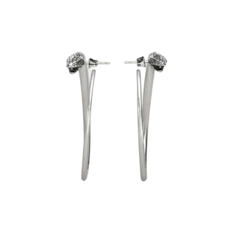 CELINE Brass Earrings Unisex Silver-2